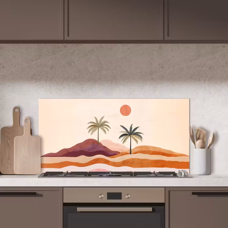 Palmbomen - Abstract - Zon - Heuvels keuken achterwand spatscherm middel -sfeer2