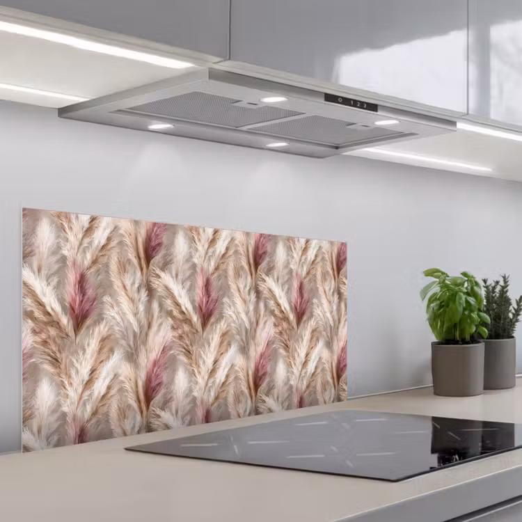 Pampasgras - Pluizig - Kleurrijk keuken achterwand spatscherm middel 899 -3d_schuin