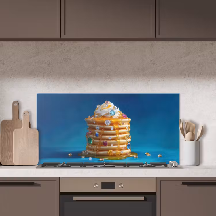 Pannenkoeken - Steentjes - Glitter - Slagroom keuken achterwand spatscherm middel -sfeer2