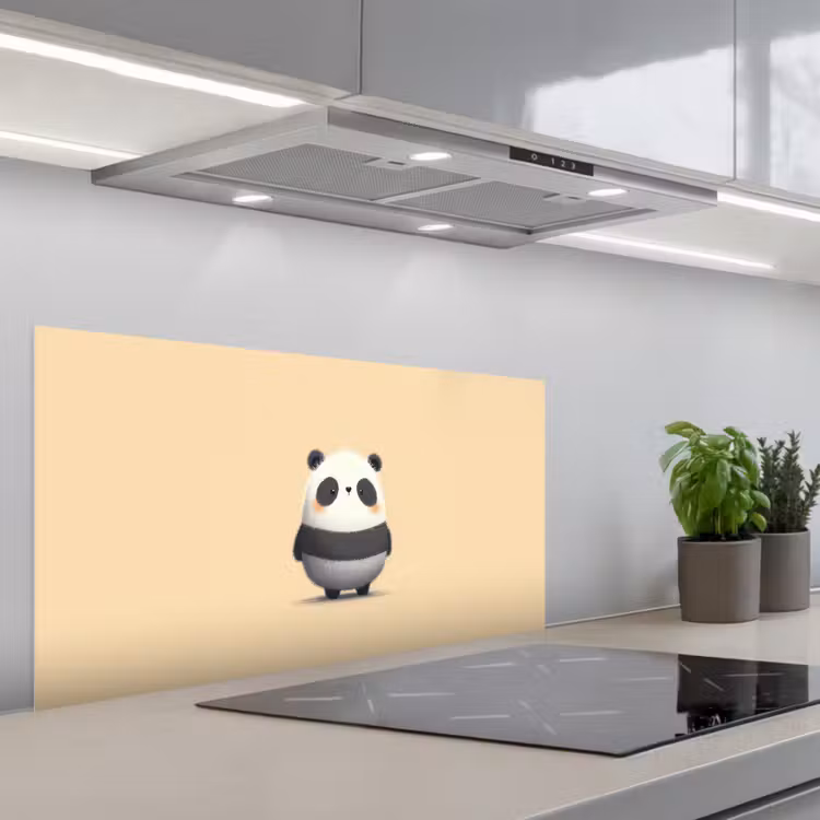 Panda - Beige - Minimalistisch keuken achterwand spatscherm middel -3d_schuin