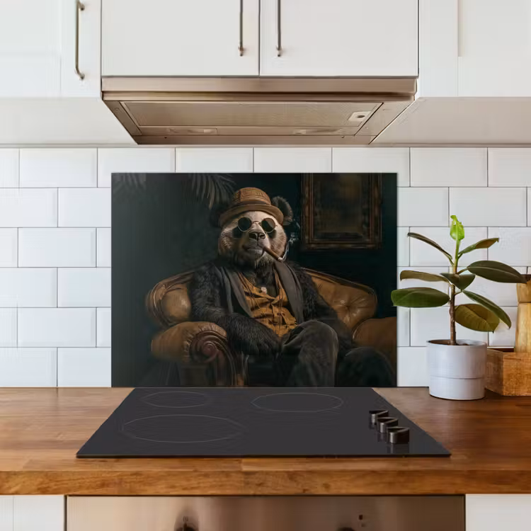 Panda - Hoed - Bril - Pak keuken achterwand spatscherm middel -sfeer2