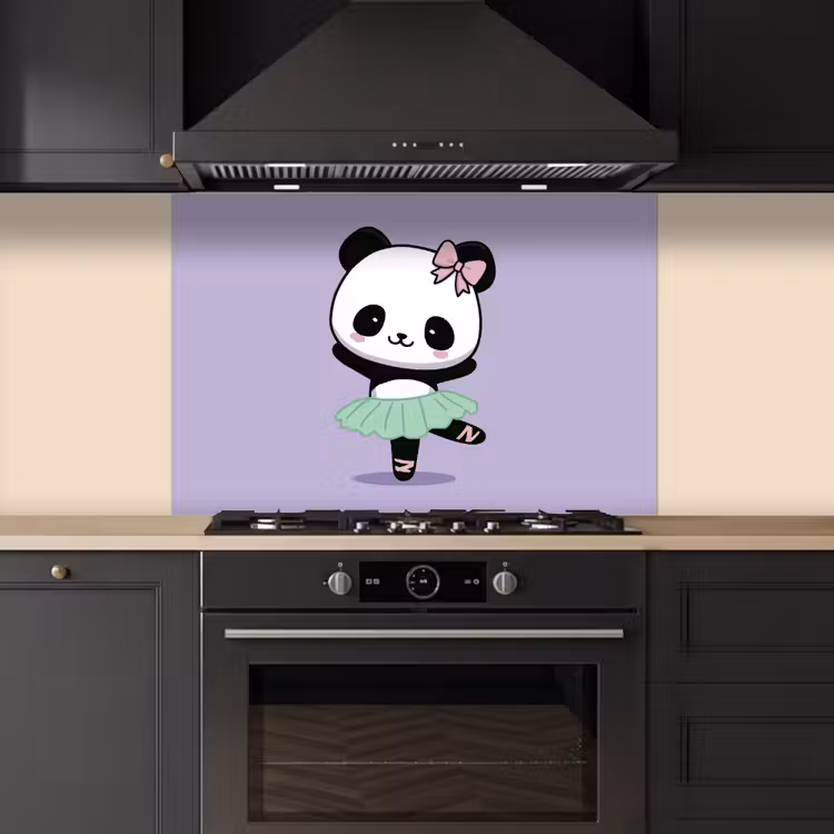 Panda - Paars - Sierlijk - Kawaii keuken achterwand spatscherm middel -sfeer1