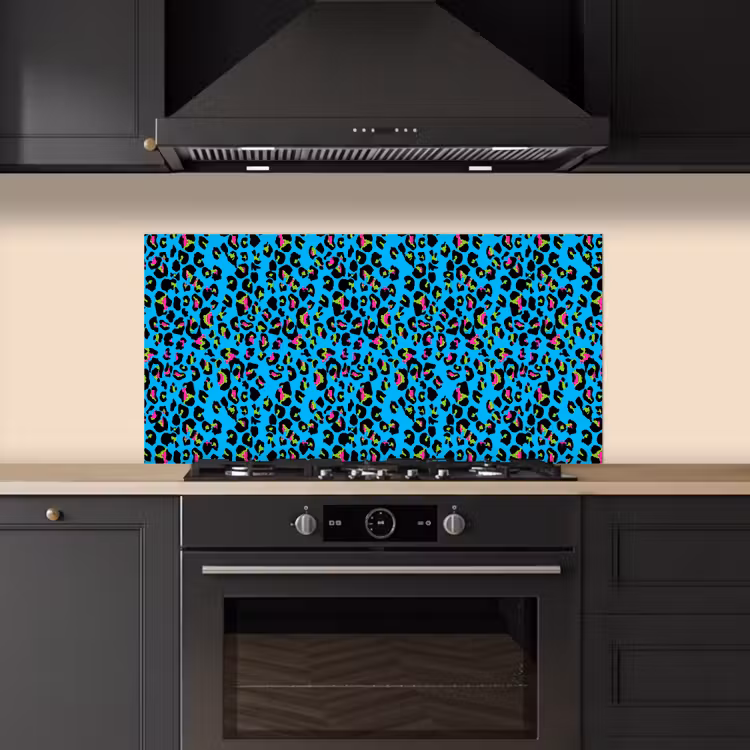 Panter - Blauw - Neon keuken achterwand spatscherm middel 899 -sfeer1