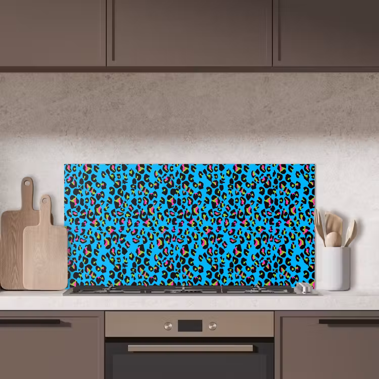 Panter - Blauw - Neon keuken achterwand spatscherm middel 899 -sfeer2