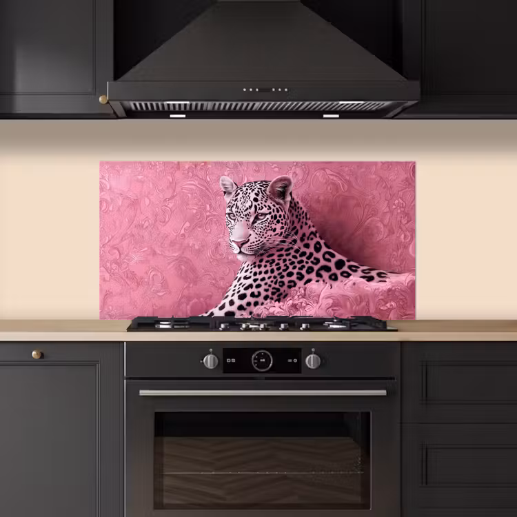 Panter - Luxe - Roze keuken achterwand spatscherm middel -sfeer1