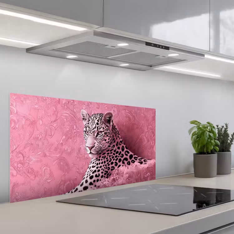 Panter - Luxe - Roze keuken achterwand spatscherm middel -3d_schuin