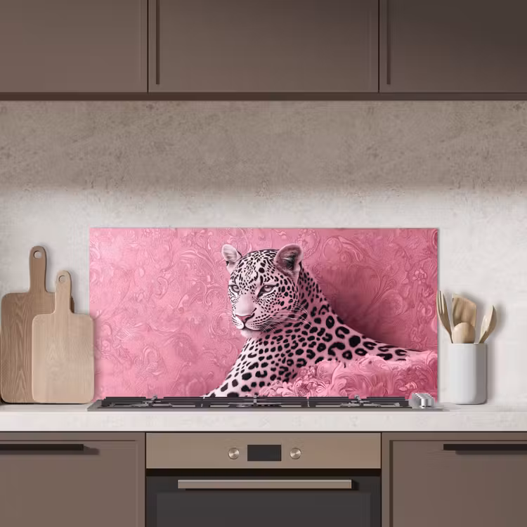 Panter - Luxe - Roze keuken achterwand spatscherm middel -sfeer2