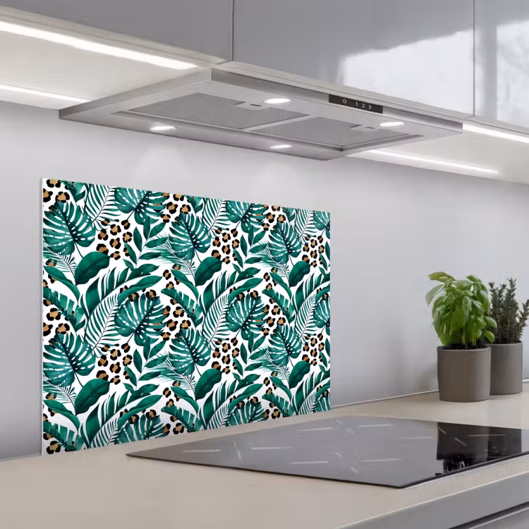 Panterprint - Bladeren - Jungle keuken achterwand spatscherm middel -3d_schuin