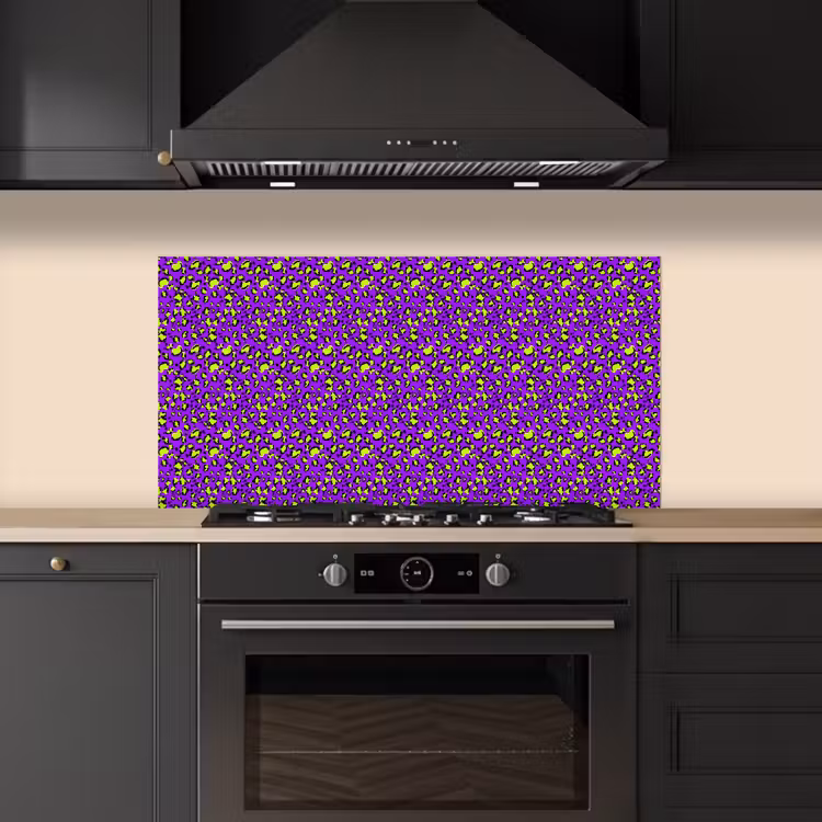 Panterprint - Paars - Groen - Neon keuken achterwand spatscherm middel 899 -sfeer1