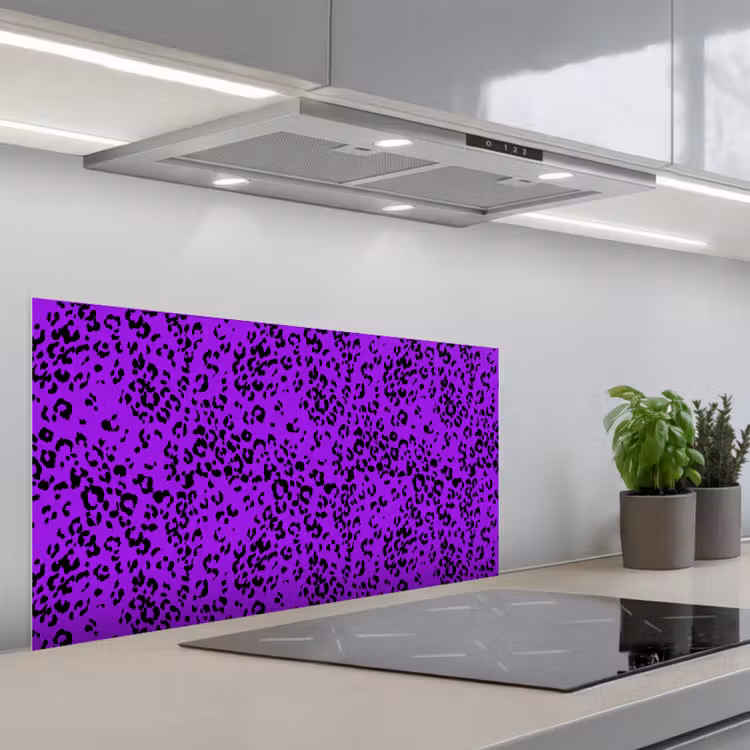 Panterprint - Paars - Patroon keuken achterwand spatscherm middel 899 -3d_schuin