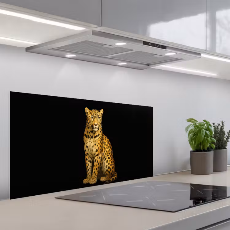 Panter - Realistisch - Bruin keuken achterwand spatscherm middel -3d_schuin