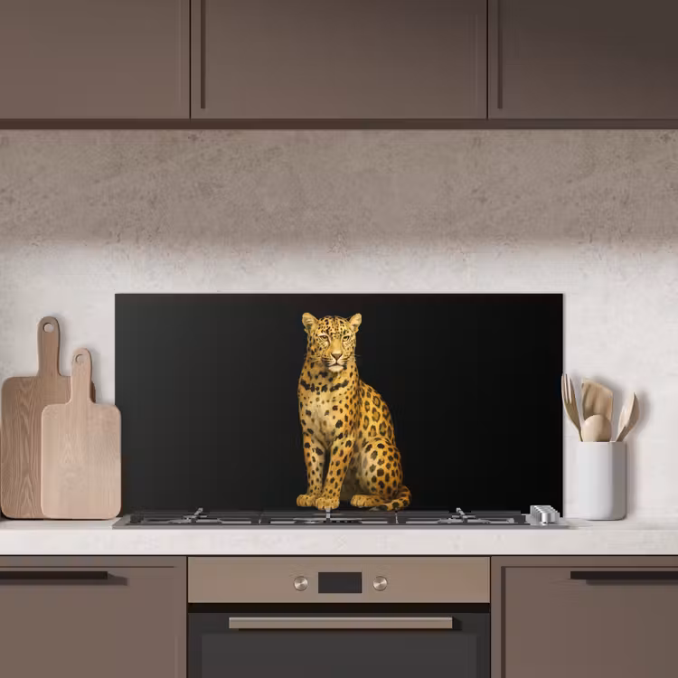Panter - Realistisch - Bruin keuken achterwand spatscherm middel -sfeer2