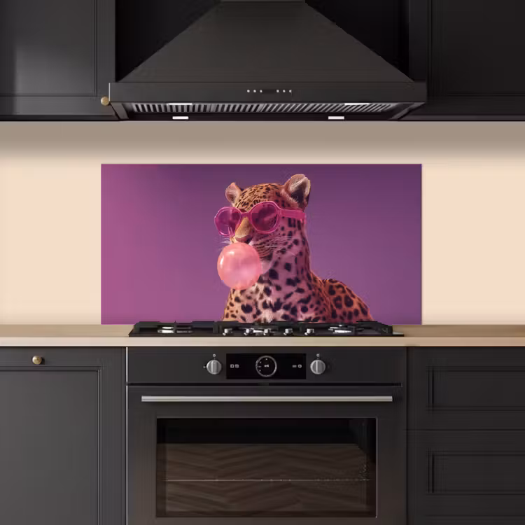 Panter - Zonnebril - Kauwgombel - Roze keuken achterwand spatscherm middel -sfeer1