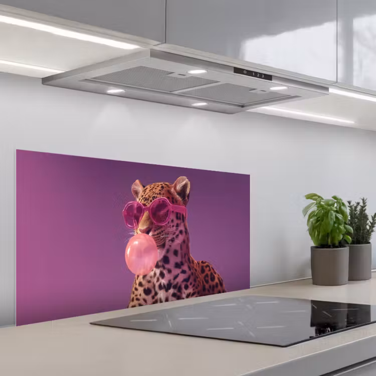 Panter - Zonnebril - Kauwgombel - Roze keuken achterwand spatscherm middel -3d_schuin