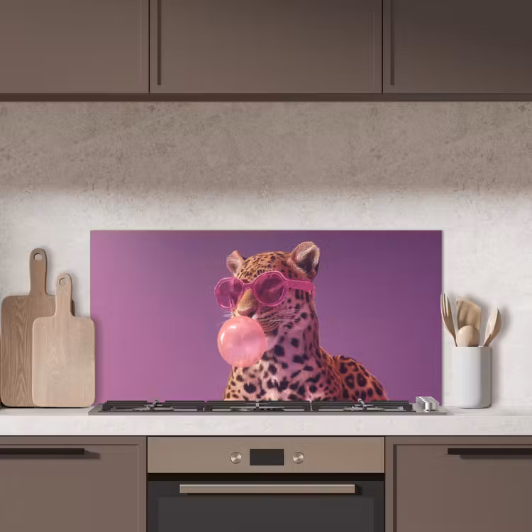 Panter - Zonnebril - Kauwgombel - Roze keuken achterwand spatscherm middel -sfeer2