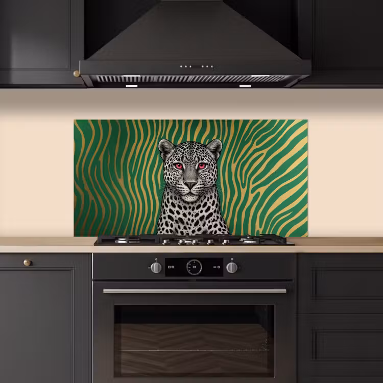 Panter - Zebrapatroon - Groen keuken achterwand spatscherm middel -sfeer1