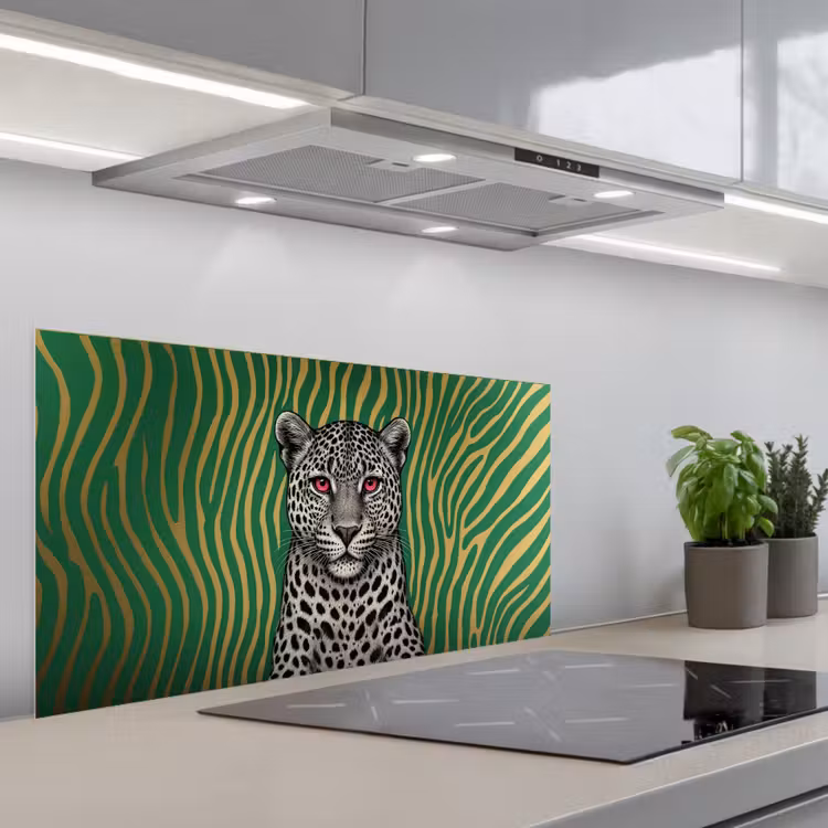 Panter - Zebrapatroon - Groen keuken achterwand spatscherm middel -3d_schuin