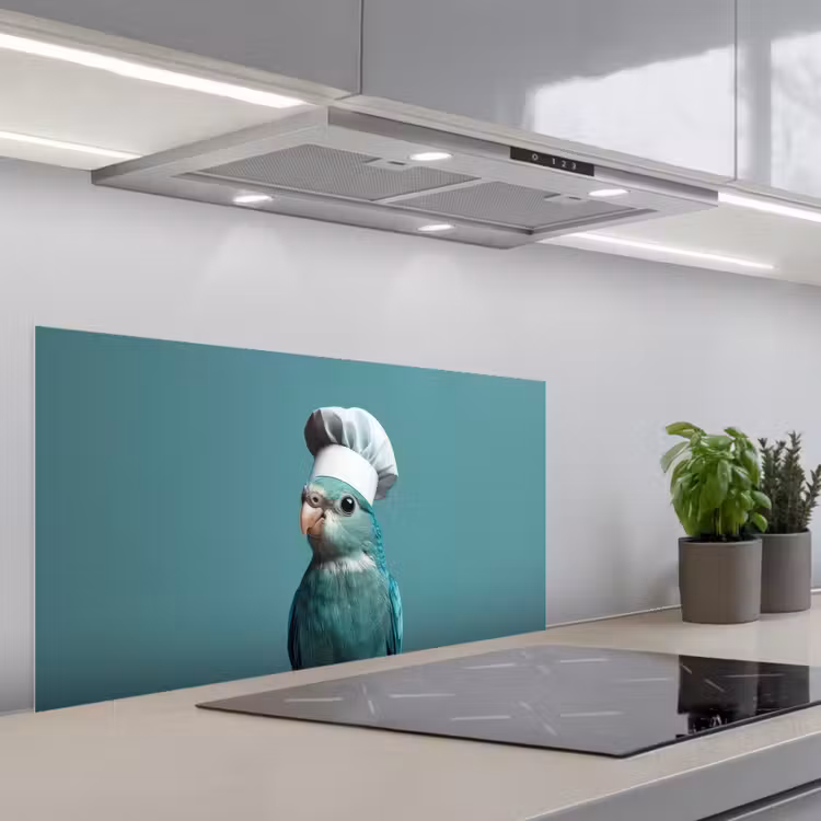 Parkiet - Vogel - Koksmuts - Cute keuken achterwand spatscherm middel -3d_schuin