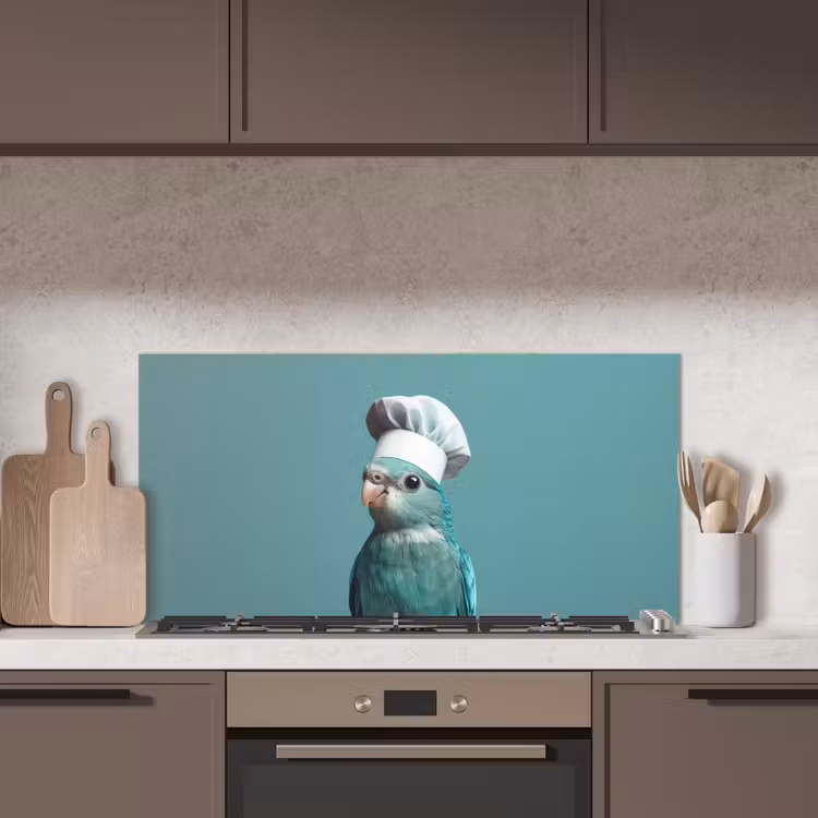 Parkiet - Vogel - Koksmuts - Cute keuken achterwand spatscherm middel -sfeer2