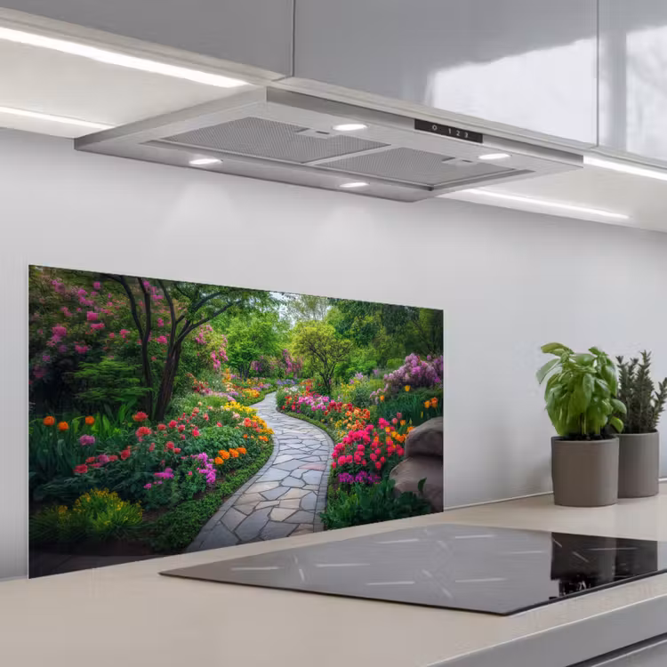 Park - Bloemen - Tuin keuken achterwand spatscherm middel -3d_schuin
