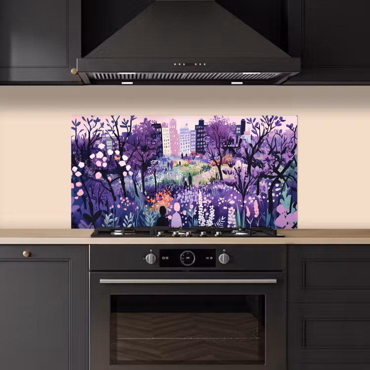 Park - Bomen - Bloemen - Gebouwen keuken achterwand spatscherm middel -sfeer1