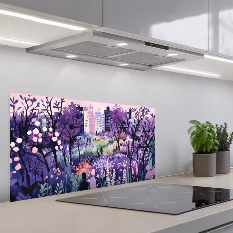 Park - Bomen - Bloemen - Gebouwen keuken achterwand spatscherm middel -3d_schuin