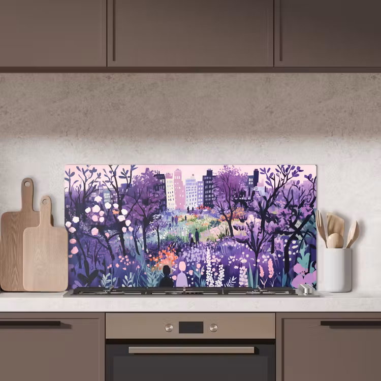 Park - Bomen - Bloemen - Gebouwen keuken achterwand spatscherm middel -sfeer2