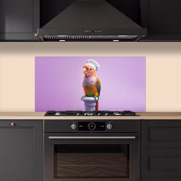 Papegaai - Koksmuts - Pilaar - Vogel keuken achterwand spatscherm middel -sfeer1