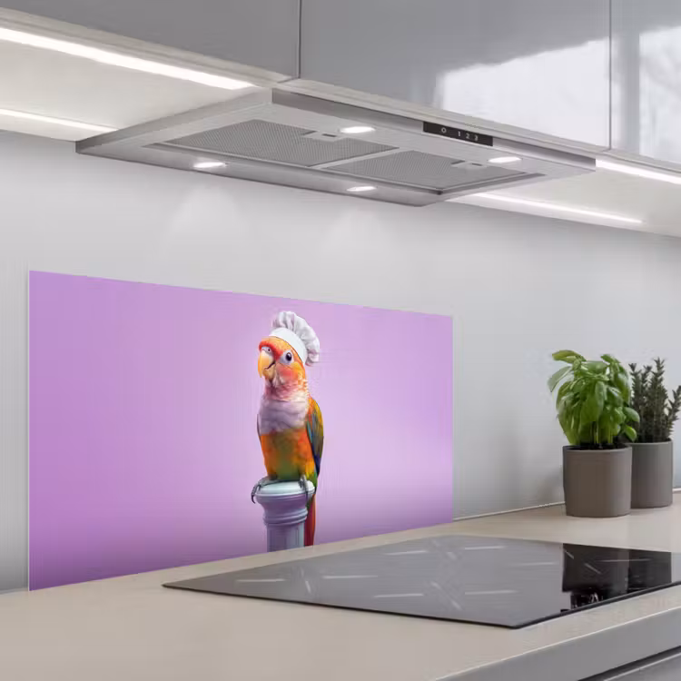 Papegaai - Koksmuts - Pilaar - Vogel keuken achterwand spatscherm middel -3d_schuin