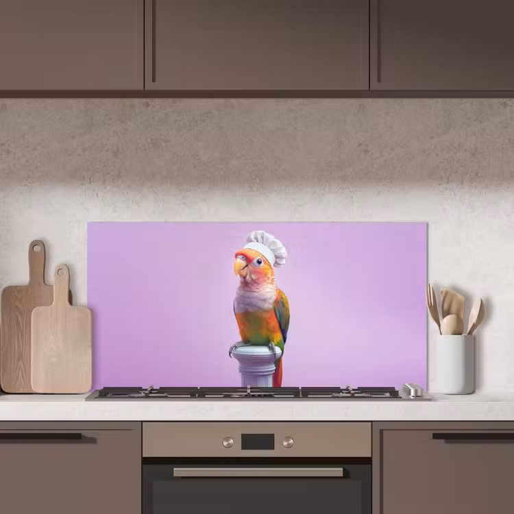 Papegaai - Koksmuts - Pilaar - Vogel keuken achterwand spatscherm middel -sfeer2