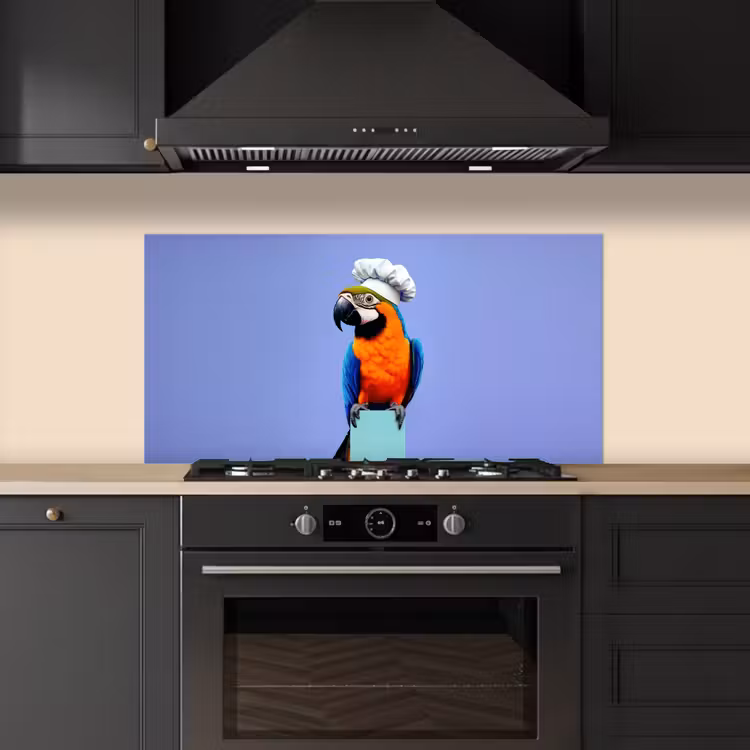 Papegaai - Koksmuts - Vogel - Leuk keuken achterwand spatscherm middel -sfeer1