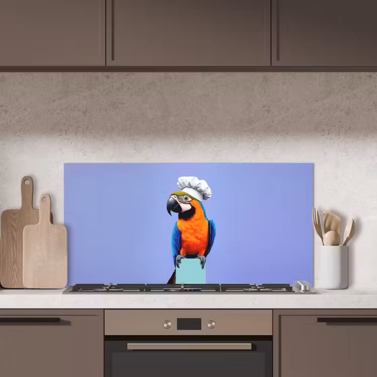 Papegaai - Koksmuts - Vogel - Leuk keuken achterwand spatscherm middel -sfeer2