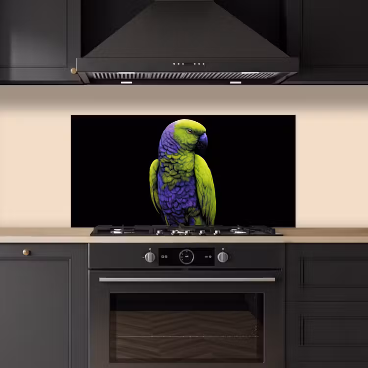 Papegaai - Veren - Opvallend - Groen keuken achterwand spatscherm middel -sfeer1