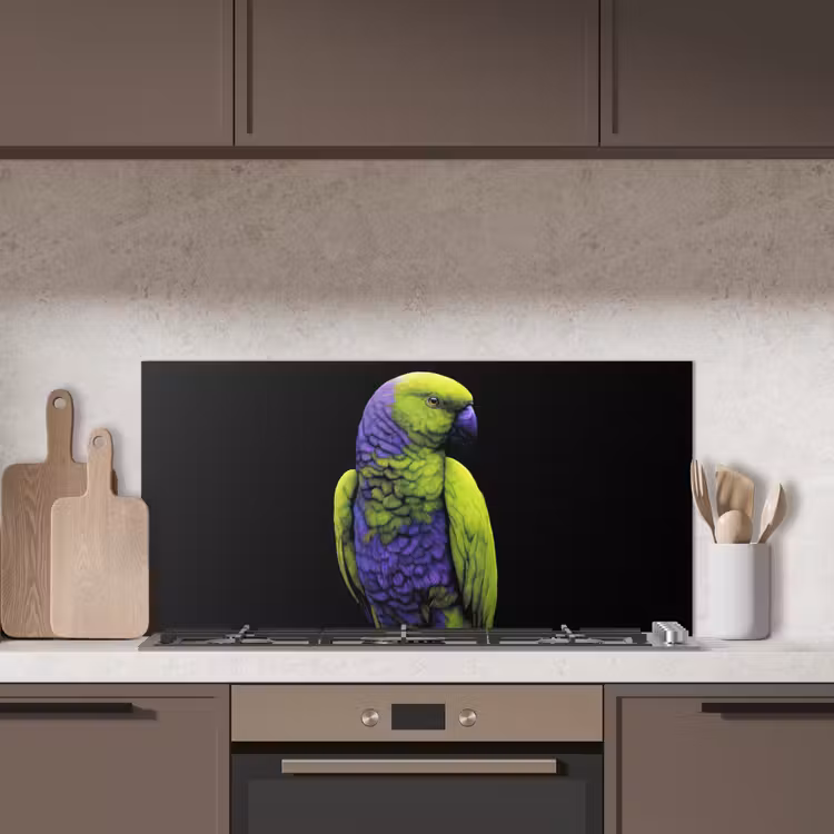 Papegaai - Veren - Opvallend - Groen keuken achterwand spatscherm middel -sfeer2