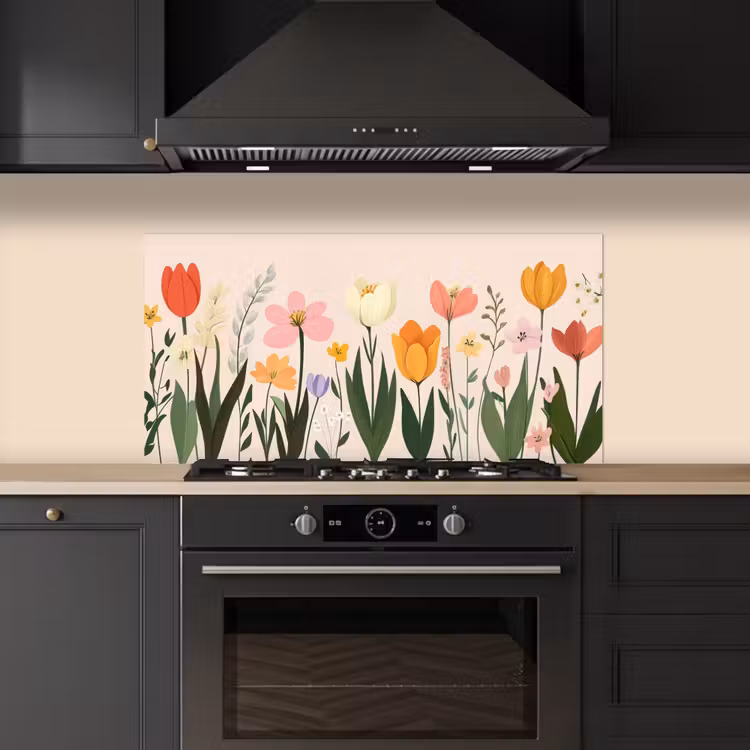 Pasteltinten - Bloemen - Illustratie keuken achterwand spatscherm middel -sfeer1