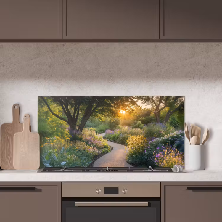 Pad - Bloemen - Park keuken achterwand spatscherm middel -sfeer2