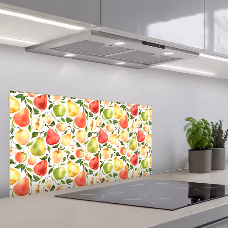 Patroon - Appels - Peren keuken achterwand spatscherm middel 899 -3d_schuin