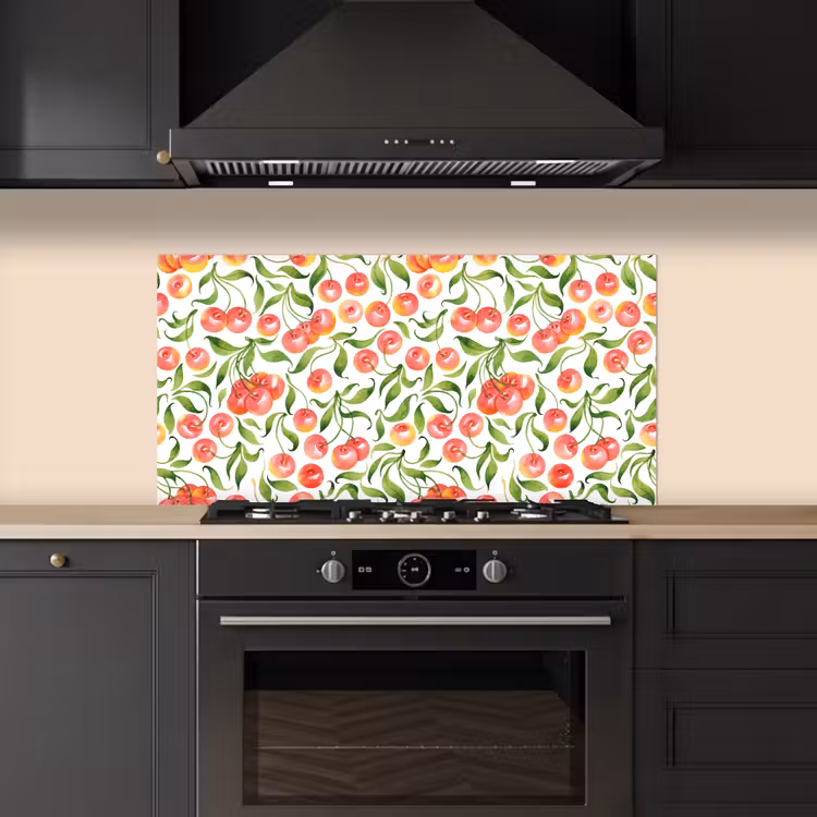 Patroon - Kersen - Wit keuken achterwand spatscherm middel 899 -sfeer1