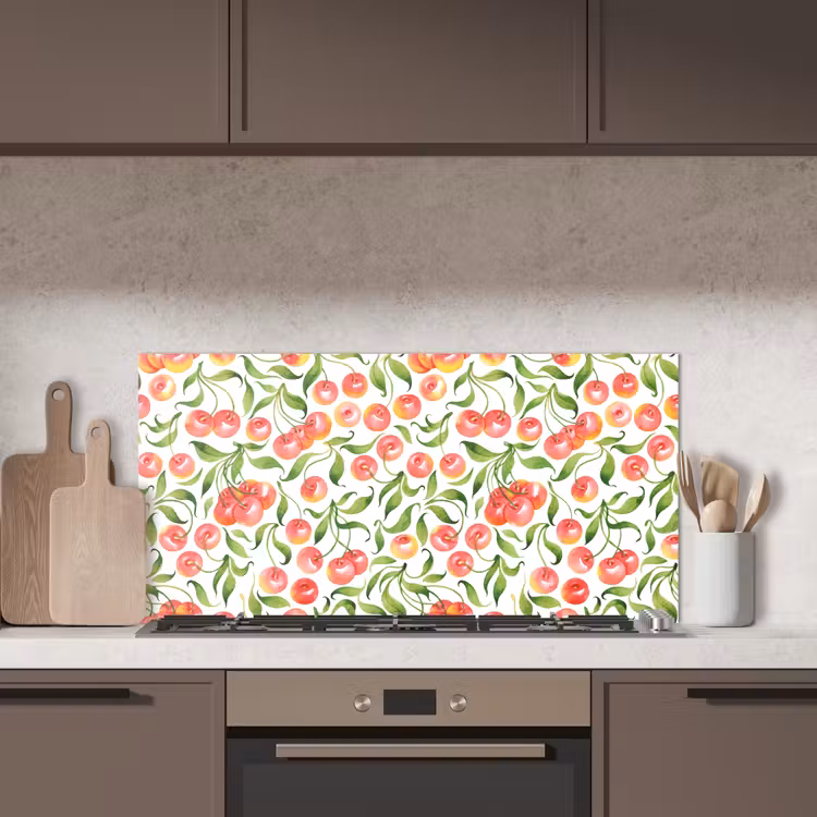 Patroon - Kersen - Wit keuken achterwand spatscherm middel 899 -sfeer2