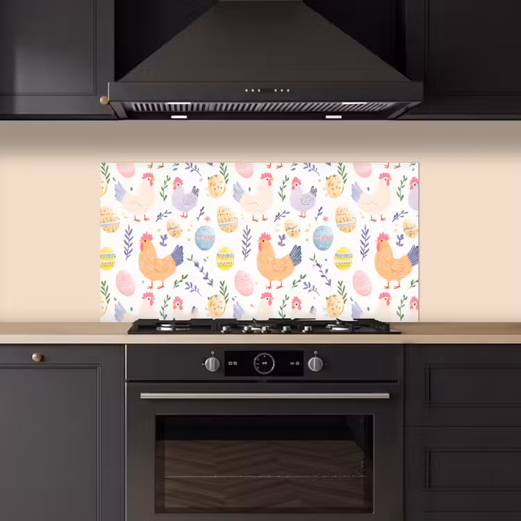 Patroon - Kip - Paaseieren keuken achterwand spatscherm middel -sfeer1