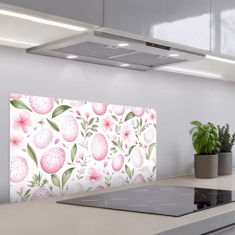 Patroon - Eieren - Roze - Pasen keuken achterwand spatscherm middel -3d_schuin