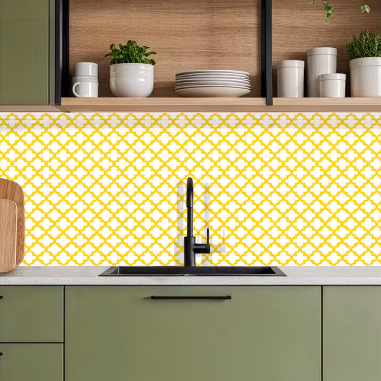 Patroon - Geometrisch - Klassiek - Geel keuken achterwand 2 middel 871 -sfeer3