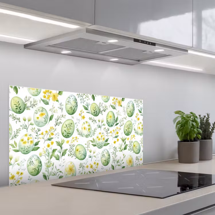 Patroon - Groen - Eieren keuken achterwand spatscherm middel -3d_schuin