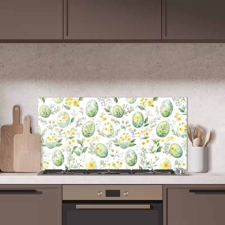 Patroon - Groen - Eieren keuken achterwand spatscherm middel -sfeer2