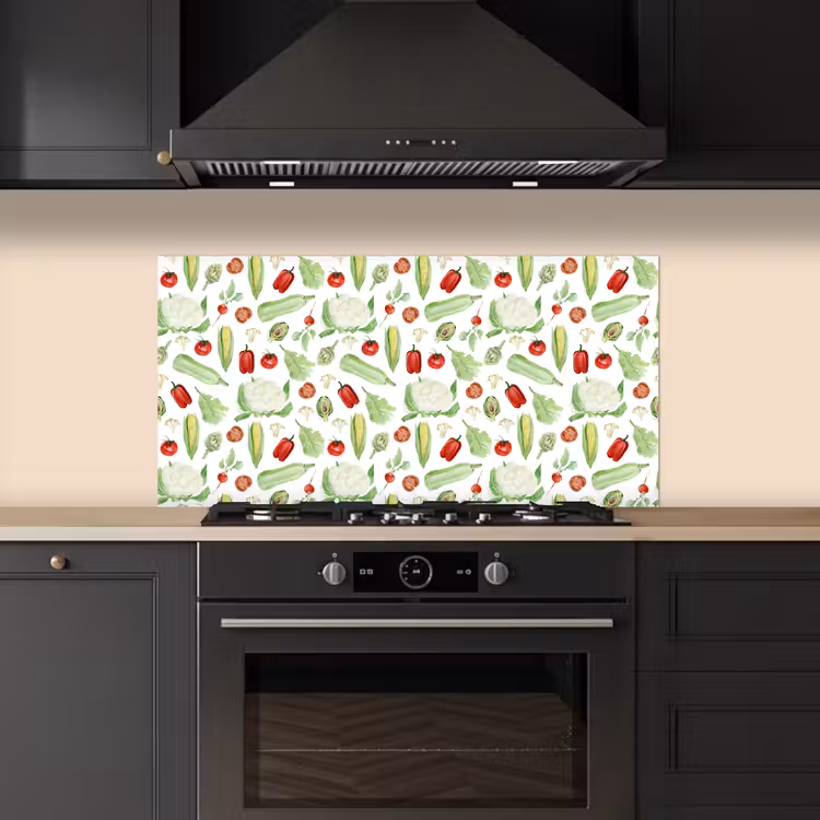 Patroon - Groen - Rood - Groente keuken achterwand spatscherm middel 899 -sfeer1