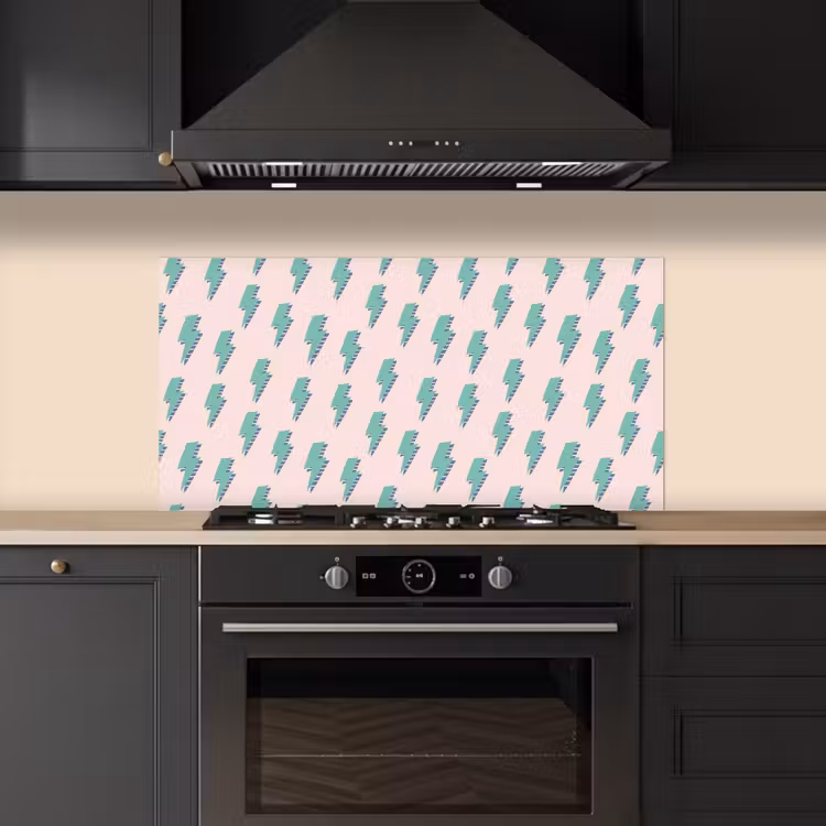 Patroon - Bliksem - Roze - Groen keuken achterwand spatscherm middel 899 -sfeer1