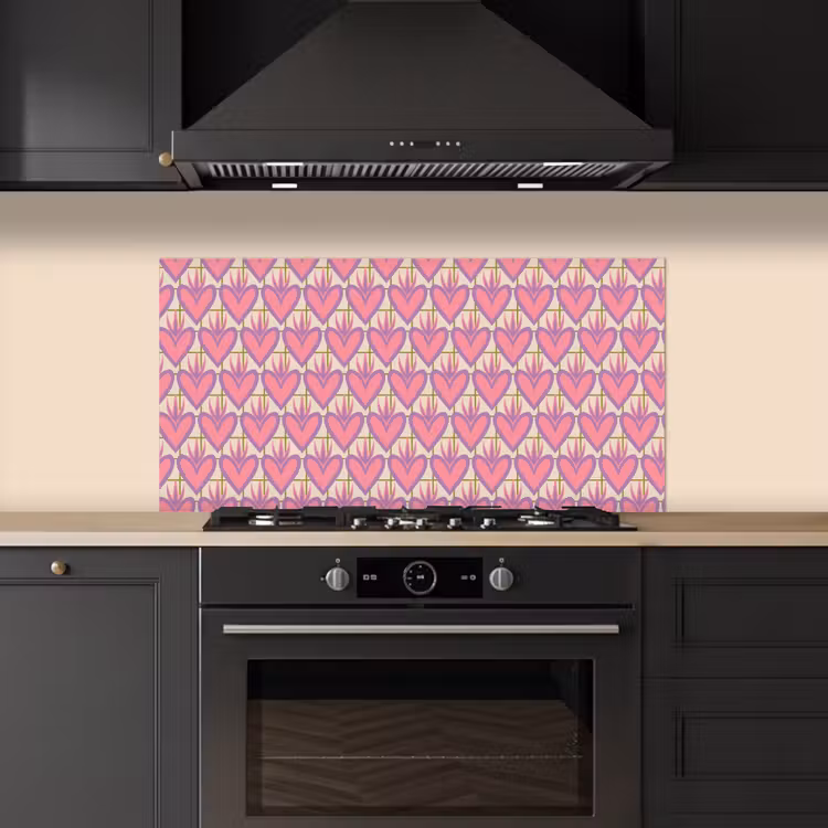 Patroon - Roze - Hartjes keuken achterwand spatscherm middel 899 -sfeer1