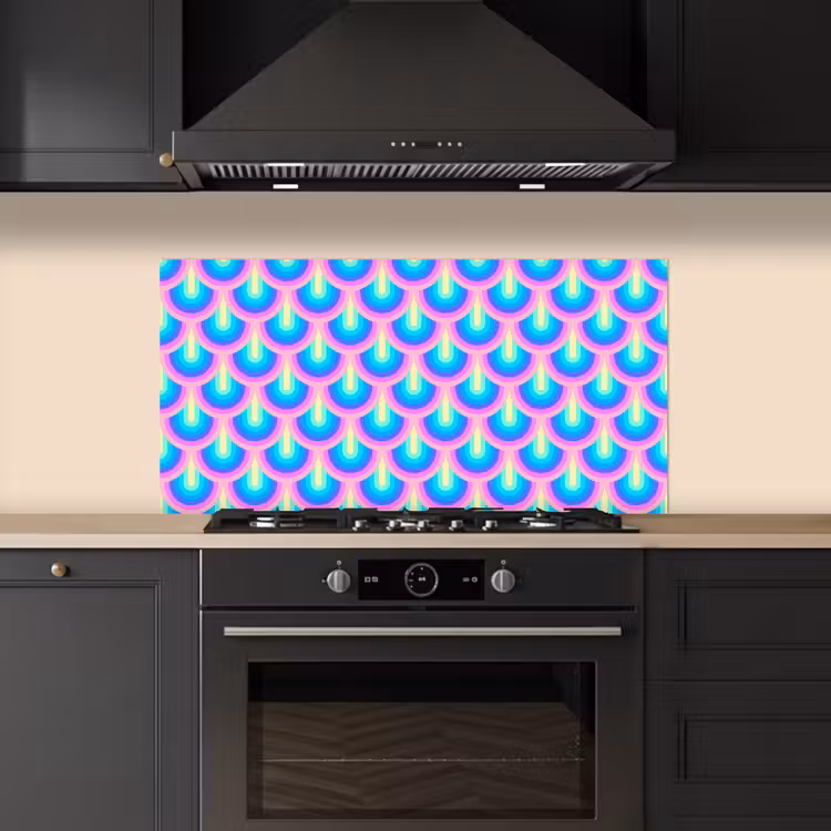 Patroon - Regenboogwaaier - Neon keuken achterwand spatscherm middel 899 -sfeer1