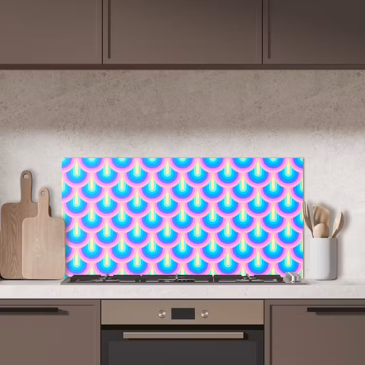Patroon - Regenboogwaaier - Neon keuken achterwand spatscherm middel 899 -sfeer2