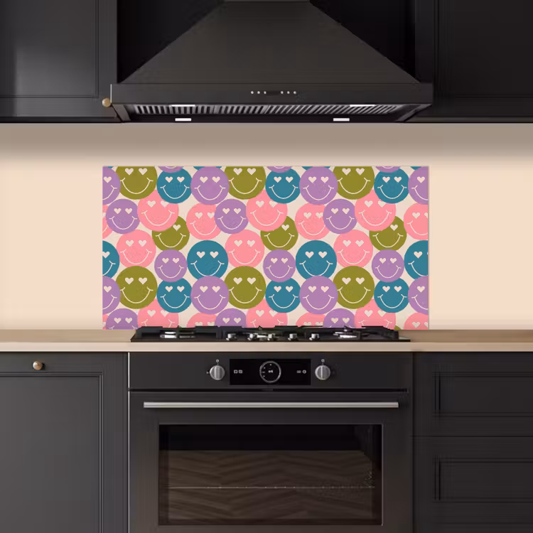 Patroon - Smiley - Kleurrijk - Hartjes keuken achterwand spatscherm middel 899 -sfeer1